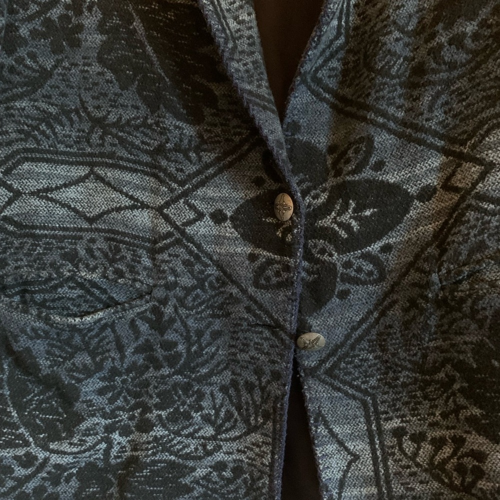 David Paul Blue Black Blazer Coat Jacket Vintage Women’s Western Size Cotton - Picture 2 of 3